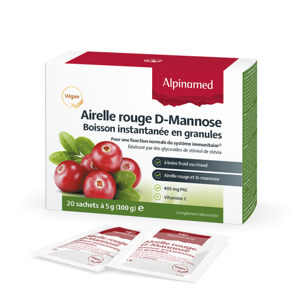 Alpinamed®, Airelle rouge D-Mannose Boisson instantanée en granulés, 20 sachets